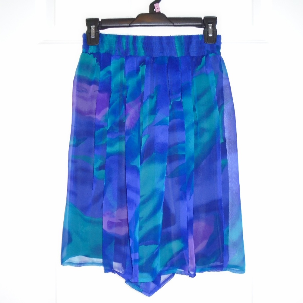 Vintage Tina Hagen Shorts Chiffon Retro 80s Abstract Boho Statement Travel Beach